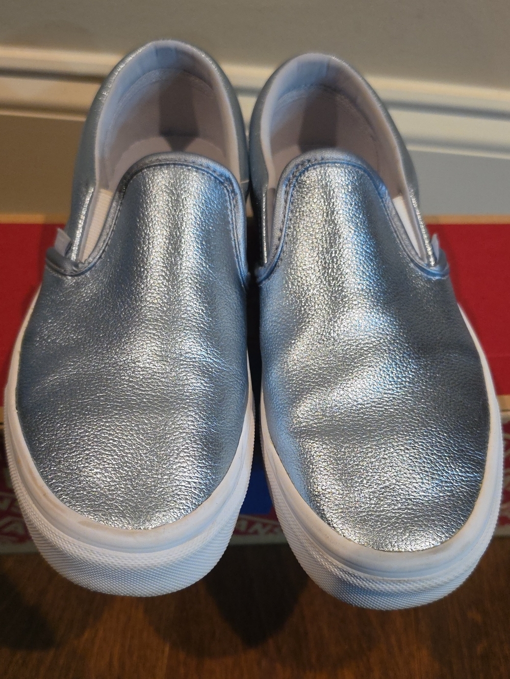 Women Vans Metallic Silver Slip-On Shoes